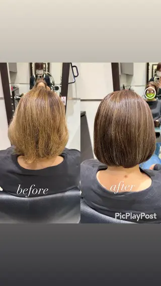 ミディアム カラー 大人女性ぼかし メンズ強化🦙平作のヘアスタイル