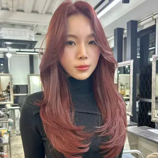 ロング ボブ/縮毛矯正/ レイヤー/塚田のヘアスタイル