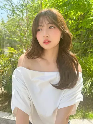 セミロング カラー 新宿/韓国レイヤー 髪質改善カラー/角所のヘアスタイル