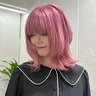 セミロング カラー いろあそび所属・ショート/ウルフ カットモデル募集のヘアスタイル