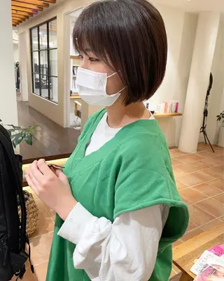 ショート カラー ボブ/レイヤー/ケア パーマ/リュウタのヘアスタイル