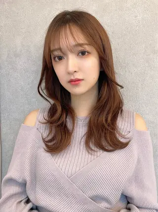 セミロング 新宿/韓国レイヤー/ 顔周りカット松本美晴のヘアスタイル