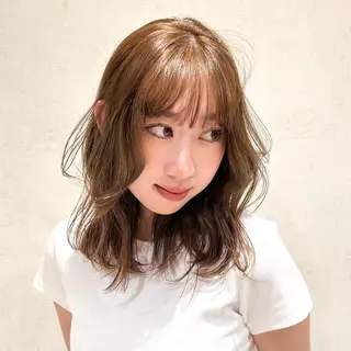 ミディアム カラー 縮毛矯正/ 輝く透明感カラー🌺のヘアスタイル