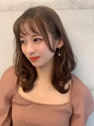 ミディアム カラー 透明感/オリーブ/ グレージュ/YUKAのヘアスタイル