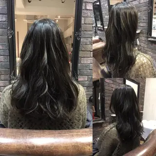 ミディアム セミロング ロング カラー olga所属・松尾謙佑【ハイライト LEDエクステ】のヘアスタイル