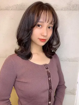 ミディアム カラー 透明感/オリーブ/ グレージュ/YUKAのヘアスタイル