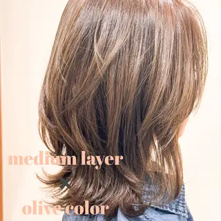 ミディアム カラー パーマ ヘアアレンジ 池田 雅史のヘアスタイル