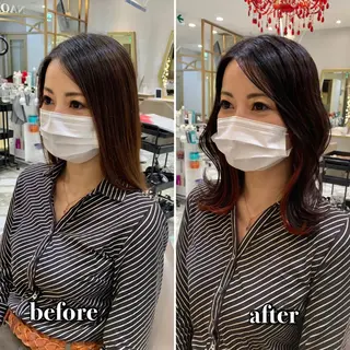 ミディアム カラー パーマ ヘアアレンジ メンズ キッズ ネイル マツエク・マツパ アイブロウ 《褒められる》 透明感カラー/小嶋のヘアスタイル