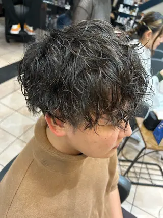 ミディアム パーマ メンズ 大阪/梅田/シャドウ パーマ/ノボリユウタのヘアスタイル