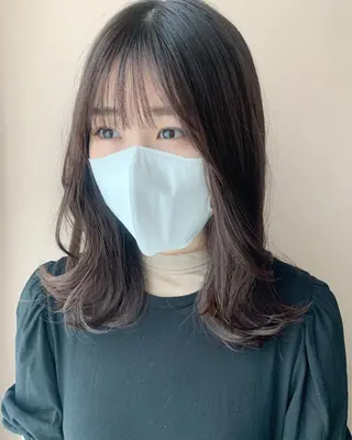 セミロング カラー hub hair レイヤー/透明感のヘアスタイル