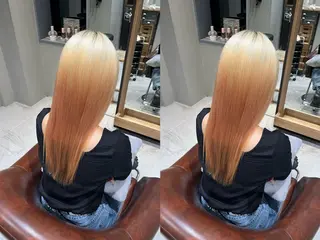 カラー ゆらんちょ/ブリーチ 無w/縮毛矯正/暖色のヘアスタイル