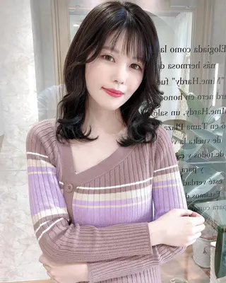 ミディアム カラー 店長/mao/ 前髪/顔周りカットのヘアスタイル