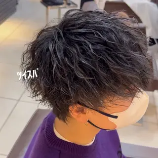 カラー パーマ メンズ 🩵ハイトーン🩵 緒方美柚のヘアスタイル