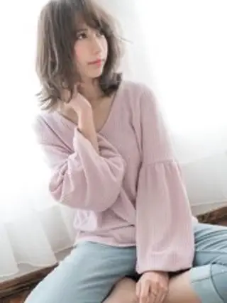 ミディアム ✨ブリーチなし透明感 ✨カラー💍Yuriのヘアスタイル