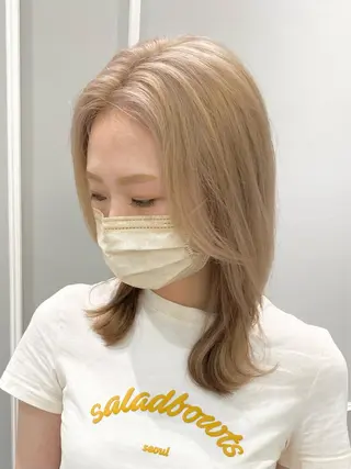 セミロング 似合わせ艶髪カラー ❤️ハダユミのヘアスタイル