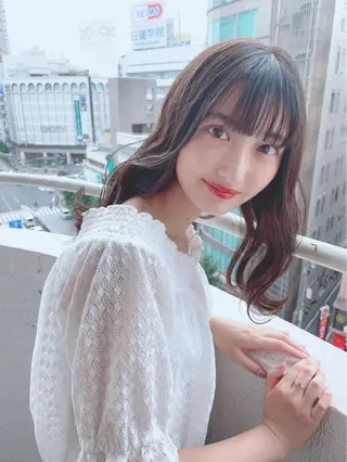 セミロング カラー パーマ ヘアアレンジ 【公式】amble luxe池袋東口🩷のヘアスタイル