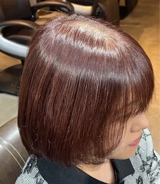 ショート カラー 暖色  艶カラー/ 蒔田 爽真のヘアスタイル