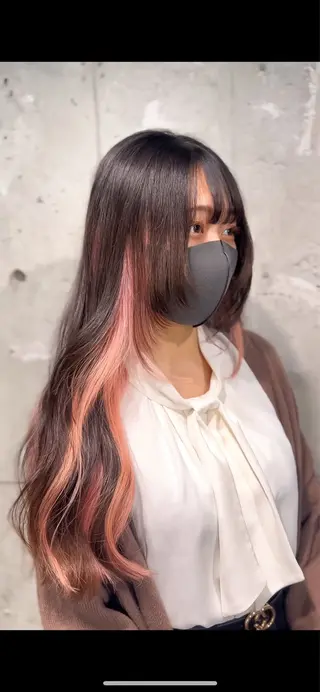 ロング カラー ヘアアレンジ 僕なら縮毛矯正してて もブリーチできますのヘアスタイル