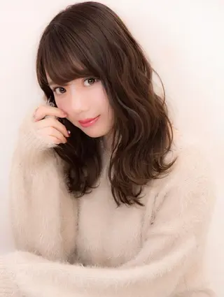 セミロング カラー 映える顔周りカット ♥️韓国ヘア"ちぇるのヘアスタイル