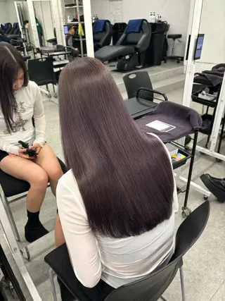 ロング カラー ブリーチなし透明感 ×縮毛矯正🤍ユウのヘアスタイル