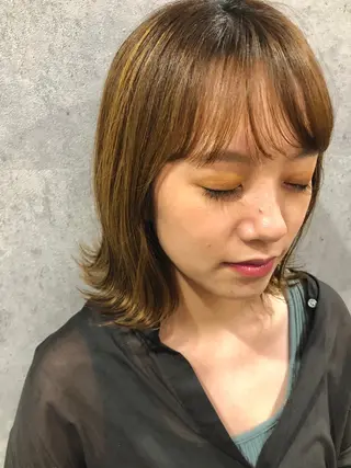 ミディアム カラー マツエク・マツパ 西 めぐみのヘアスタイル