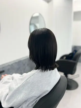 ショート eco/堀江/ 艶カラー/縮毛矯正のヘアスタイル