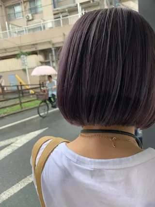 ショート カラー メンズ パーマ/透明感カラー /ボブ/吉田一生のヘアスタイル