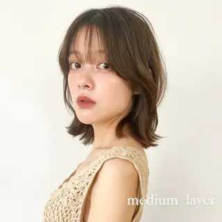 ミディアム カラー 顔周りレイヤー🌈 透明感カラ⭐️RENのヘアスタイル