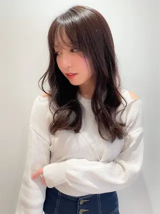 セミロング カラー パーマ ヘアアレンジ VIVIE【ヴィヴィ】所属・髪質改善/韓国風 レイヤー/田村祐樹のヘアスタイル