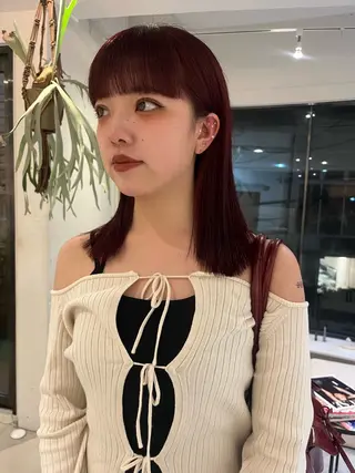 ミディアム Sraw代官山所属・HARUKA/暖色 /ハイトーンカラーのヘアスタイル