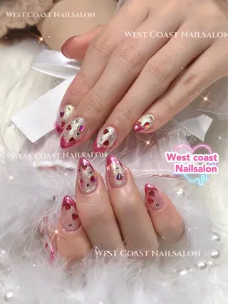 ネイル リボン、ガーリー パーツ放題専門店のネイルデザイン