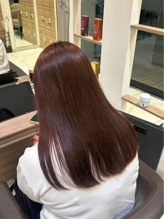 セミロング 韓国 ブリーチ無し Wカラー💗夢果💗のヘアスタイル