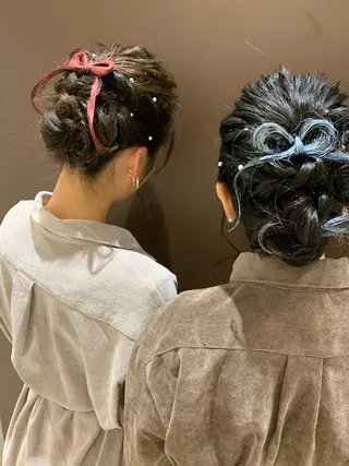 セミロング カラー ヘアアレンジ きむえり/髪質改善 /セット/カラーのヘアスタイル