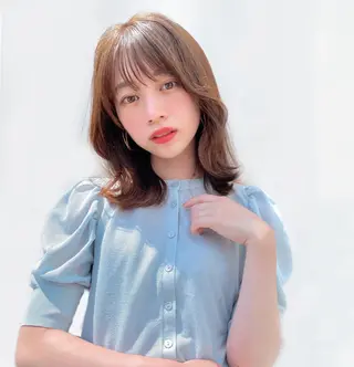 ミディアム 【韓国ヘア×透明感 カラー】笹谷 莉未のヘアスタイル