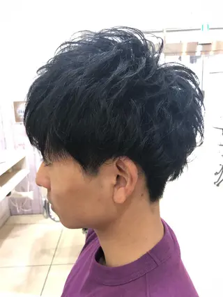 ショート パーマ メンズ 髪質改善× ハイライト溝江のヘアスタイル