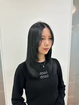 セミロング カラー 🫧RYOグレージュ /透け感カラー🫧のヘアスタイル