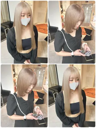 セミロング カラー ヘアアレンジ ウルフとハイトーン みっちー✂️のヘアスタイル