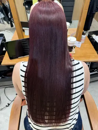 ロング カラー 暖色/艶髪 ワンカラー/ユズのヘアスタイル