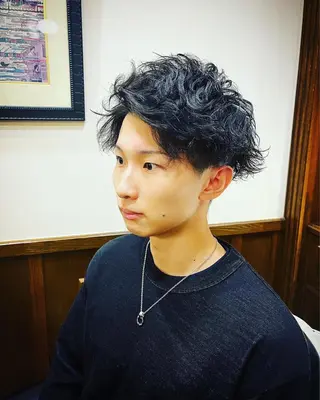ショート パーマ メンズ ヒロ銀座 バーバーショップ神楽坂所属・ひらお あおとのヘアスタイル