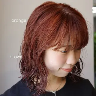 ミディアム カラー パーマ arisa/暖色 /伏見/レイヤーのヘアスタイル