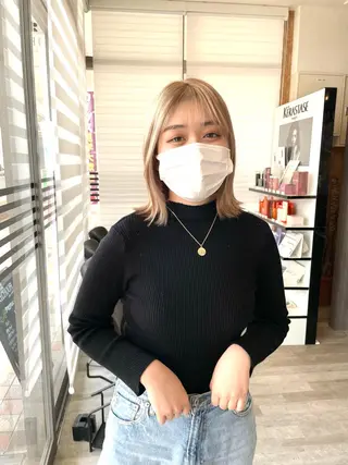 ミディアム カラー 田中   麗彩也のヘアスタイル