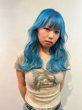 セミロング カラー 💖デザインカラー/ タダ ハナカ💖のヘアスタイル