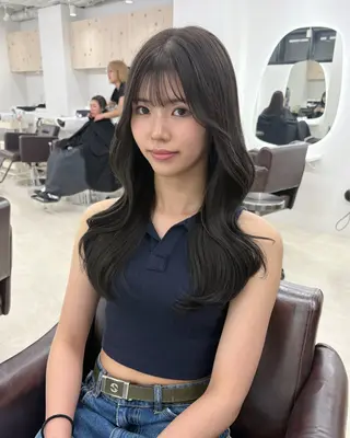 ロング カラー 新宿/韓国ヘア/ 髪質改善ストレートのヘアスタイル