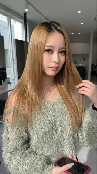 ロング カラー 髪質改善/縮毛矯正 /ブリーチ矯正/岡部のヘアスタイル