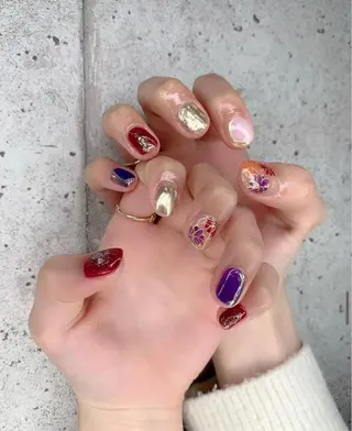 ミディアム カラー パーマ ヘアアレンジ メンズ キッズ ネイル マツエク・マツパ アイブロウ Salon Ｋのネイルデザイン