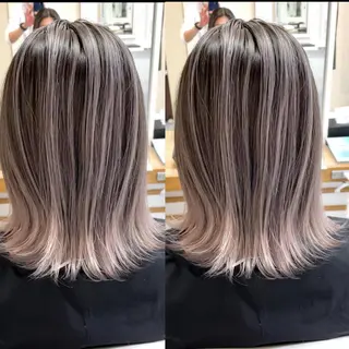 ミディアム カラー 縮毛/レイヤー 韓国/橋口のヘアスタイル