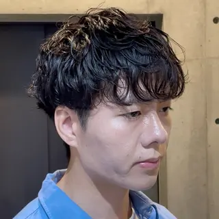 ショート パーマ メンズ 中崎町メンズパーマ/ シャドウ/山下拓実のヘアスタイル