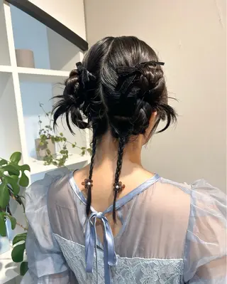 ミディアム ヘアアレンジ アレンジ/新宿 透明感カラー/ヤノのヘアスタイル