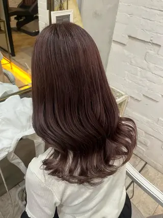 セミロング カラー 艶髪/ハイトーン/ ヘアセット/モエノのヘアスタイル