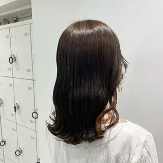 セミロング カラー パーマ ヘアアレンジ ネイル マツエク・マツパ 韓国風ベージュ🤎 赤みなし🌿横浜🤎のヘアスタイル